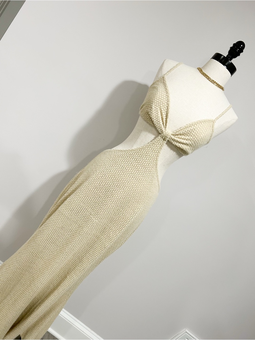 Knit Cutout Maxi Dress in Oatmeal